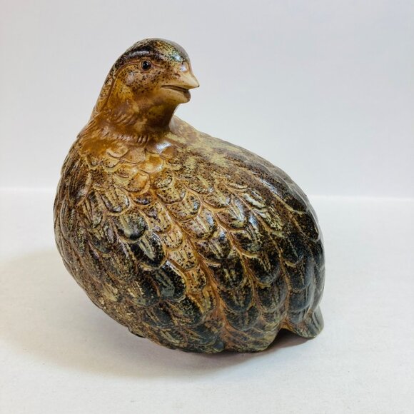 Quail Figurine MCM Vintage Ceramic Pottery Browns Japan as is 5.5 x 5 Bird - Picture 1 of 11